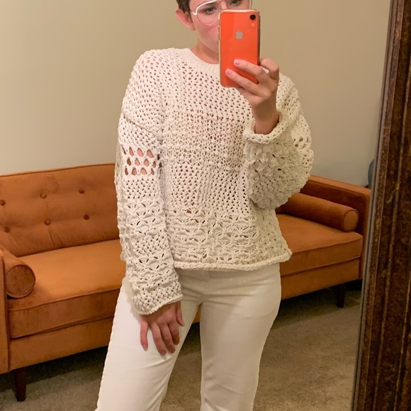 Zara NWT Textured Knit Sweater Cream Ecru White Chunky Small - Picture 4 of 11
